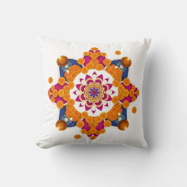 Couverture Coussin Diwali Marigold Rangoli (Recto)