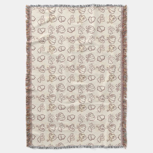 Couverture Cozy Autumn Harvest Doodle Pattern Woven Throw Bla (devant Vertical)