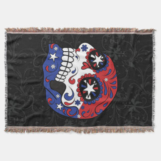 Couverture Crâne patriotique bleu blanc rouge de sucre de