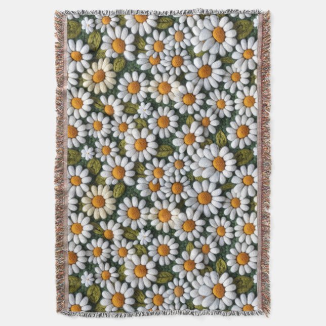 Couverture Crochet White Daisies Spring Wildflowers (devant Vertical)