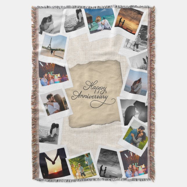 Couverture Custom Anniversary Photo Collage with Linen  (devant Vertical)