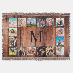 Couverture Custom Family Photo Collage Reclaimed Wood