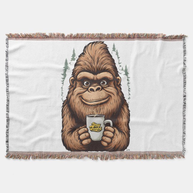 Couverture Cute Bigfoot Drinking Coffee  Funny Sasquatch  (Devant)