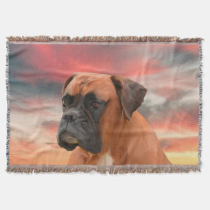 Couverture Cute Boxer Dog Eau Couleur Huile Peinture Art