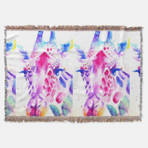 Couverture Cute Giraffe Zoo Animal Motif Aquarelle