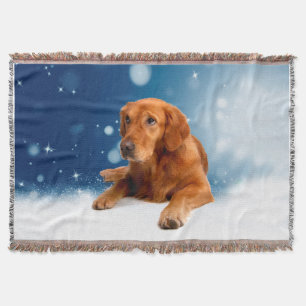Couverture Cute Golden Retriever Chien assis Étoiles de neige