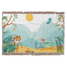 🦁 Cute Jungle Animal Kids Blanket