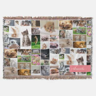 Couverture Cute Kitten Photo Montage Coral Chat Rose