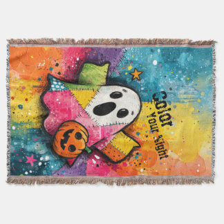 Couverture Cute Patchwork Ghost Colorful Splatter Art