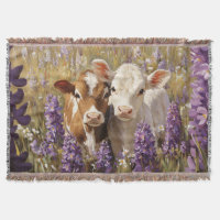Cute Vaches Laitières Calves Lupines Fleurs