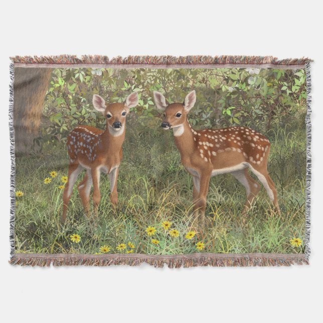 Couverture Cute White Deer Twin Fawns (Devant)