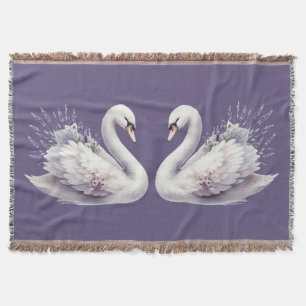 Couverture Cygne aquarelle avec fleurs de lavande