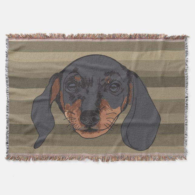 Couverture Dachshund chien Portrait Stripes (Devant)
