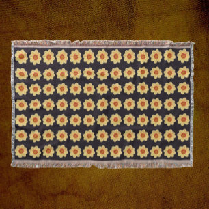 Couverture Dahlia jaune motif floral sur noir