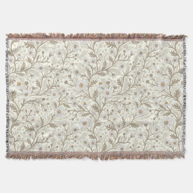 Couverture Daisies in white and brown on off white (Devant)