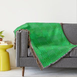Couverture Damassé chevron ethnique, vert émeraude et vert ci