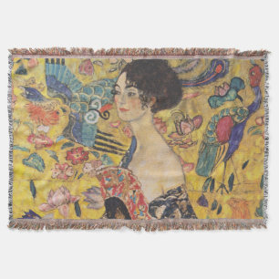 Couverture Dame Art nouveau vintage avec peinture d'éventail