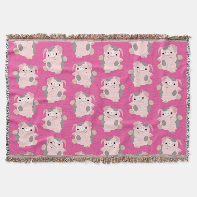 Couverture Dancing Cartoon Cochon Répéter Motif Jeter la couv (Devant)