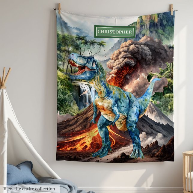 Couverture d'anniversaire pour garçons personnalis (Personalized Boys Birthday Blanket with Dinosaur Name)