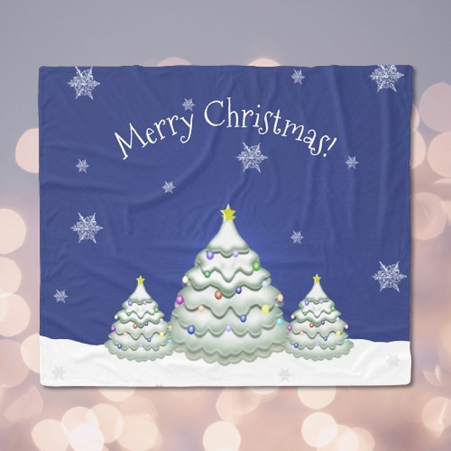 Couverture d'arbre de Noël bleu (Blue Christmas Tree Fleece Blanket)