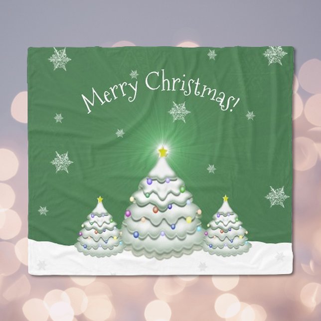 Couverture d'arbre de Noël vert (Green Christmas Tree Fleece Blanket)