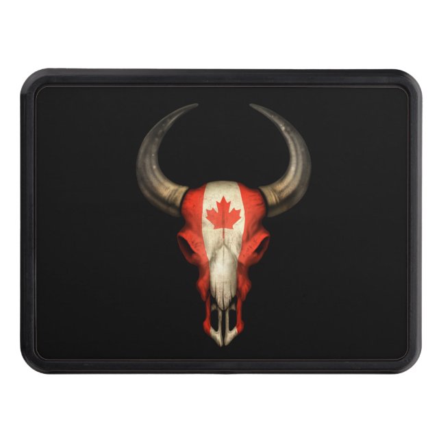 Couverture D'attelage De Remorque Crâne canadien de Taureau de drapeau (Devant)