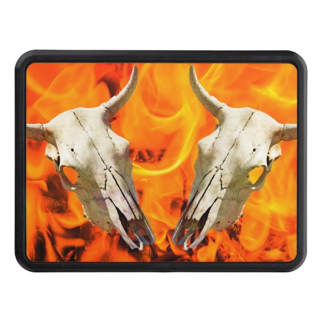 Couverture D'attelage De Remorque Crâne de vache et feu (Devant)