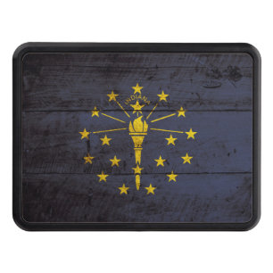 Couverture D'attelage De Remorque Drapeau d'état de l'Indiana sur le vieux grain en