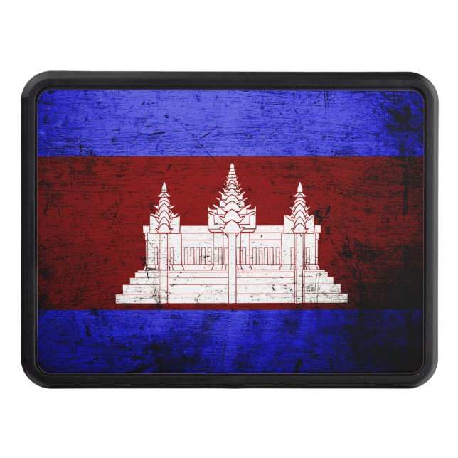 Couverture D'attelage De Remorque Drapeau grunge noir du Cambodge (Devant)