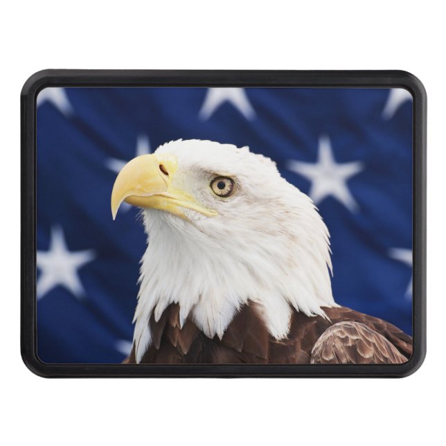 Couverture D'attelage De Remorque Portrait d'aigle chauve avec le drapeau américain (Devant)