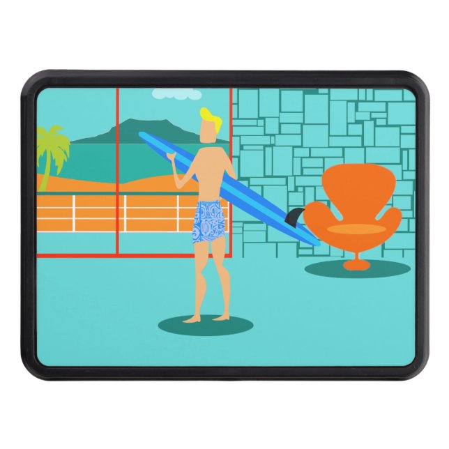 Couverture D'attelage De Remorque Rétro Surfer Dude Trailer Hitch Cover (Devant)