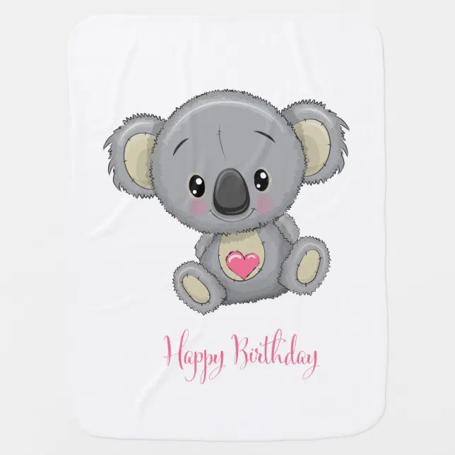 Couverture de bébé de koala de joyeux anniversaire
