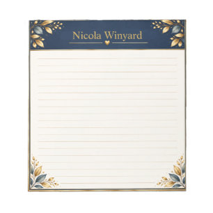 Couverture de bloc-notes botanique Navy Gold