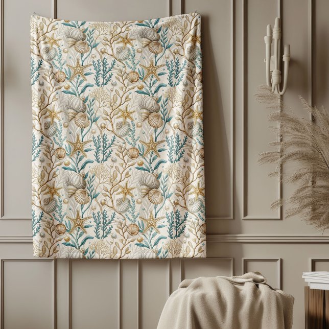 Couverture de bord de mer artistique Flux d'aquare (Artistic Seaside Blanket Flowing Watercolor Blues)