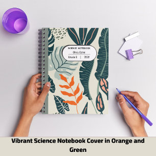 Couverture de cahier de sciences vibrante en orang