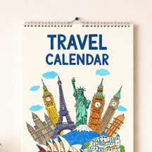 Couverture de calendrier de voyage de style crayon