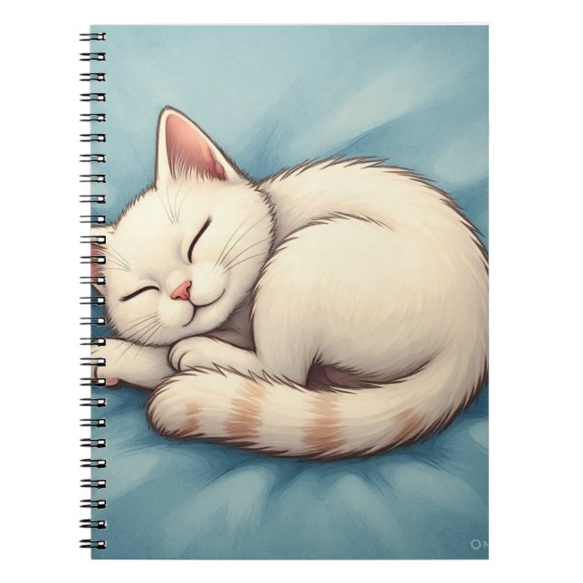 Couverture de Carnet bleu chat blanc dormant adora (Devant)