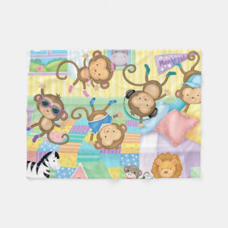 Couverture de flanelle de cinq petite singes