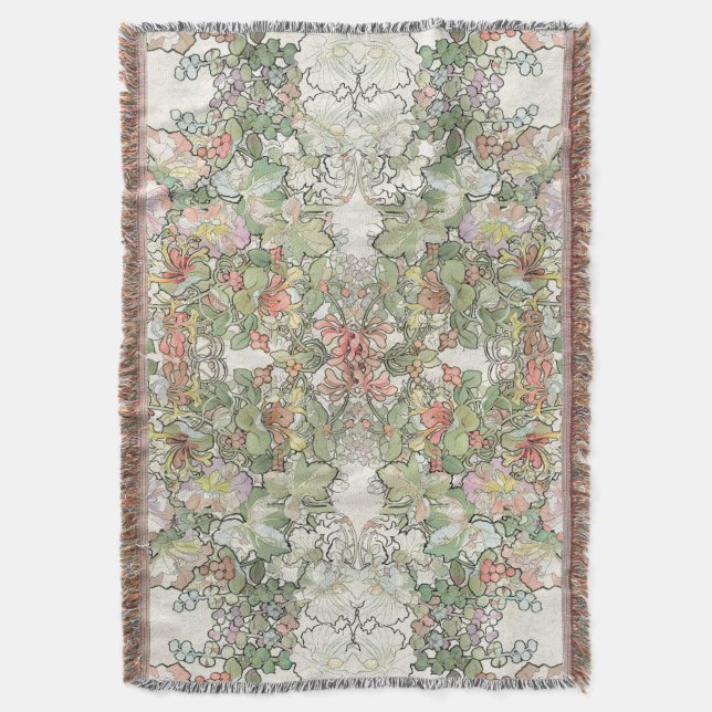 Couverture de jet de fleurs de rose trémière de (devant Vertical)