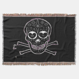 couverture de jet noire et blanche de candyskull