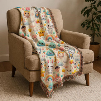 Couverture de jet pour enfants fantaisiste pastel