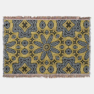 Couverture de jet tissée par arabesque noir de