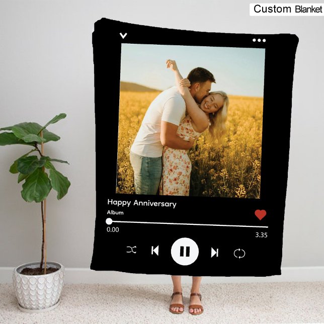 Couverture de l'album photo Anniversaire | Design  (Anniversary Photo Album Cover | Modern Stylish Fleece Blanket)