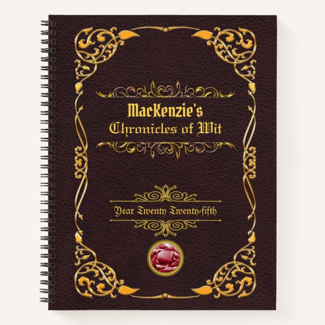 Couverture de livre classique Ornament or en cuir  (Devant)