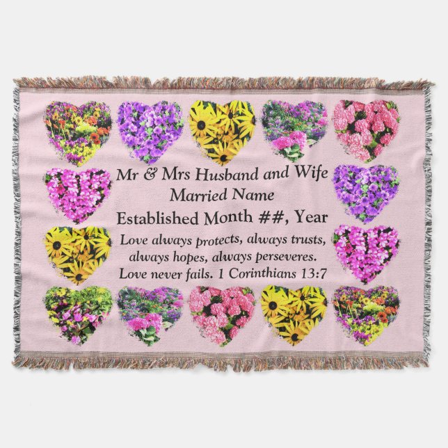 COUVERTURE DE MARIAGE PERSONNALISÉE À MOTIF FLORAL (Devant)