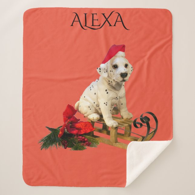 couverture de Noël dalmation avec nom personnalisé (Devant)
