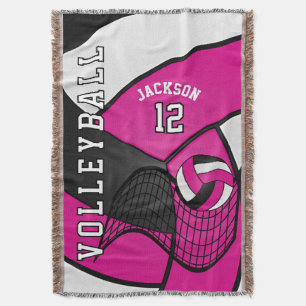 Couverture 🏐 de volley-ball en rose chaud, blanc et noir