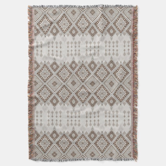 Couverture Desert Harmony Brown Moroccan Geometric Tribal (devant Vertical)