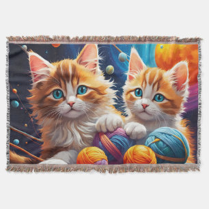 Couverture Deux chatons mignons avec des boules de fil et des