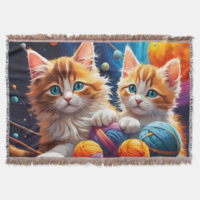 Couverture Deux chatons mignons avec des boules de fil et des (Devant)